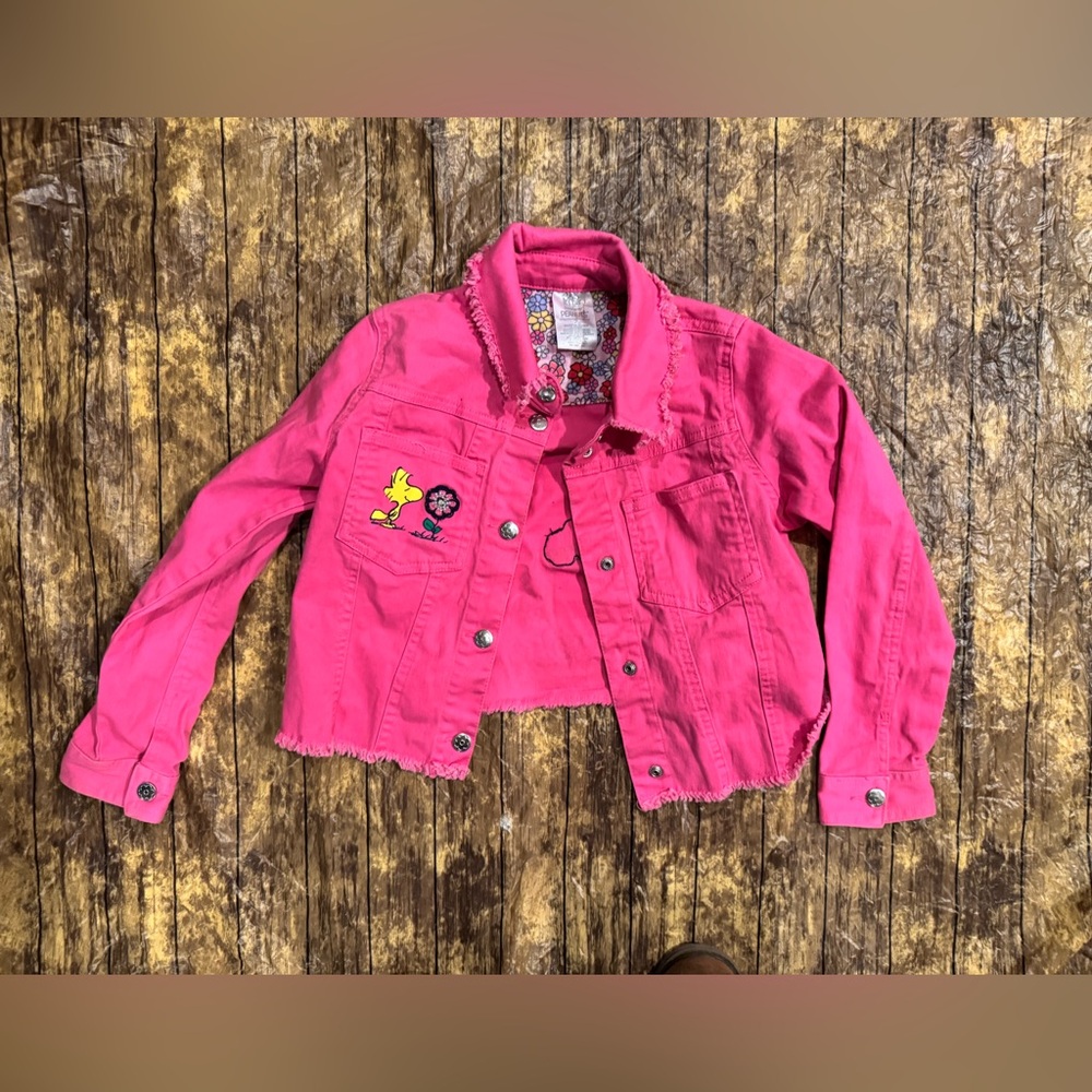 Peanuts Pink Jean Jacket Size 7
